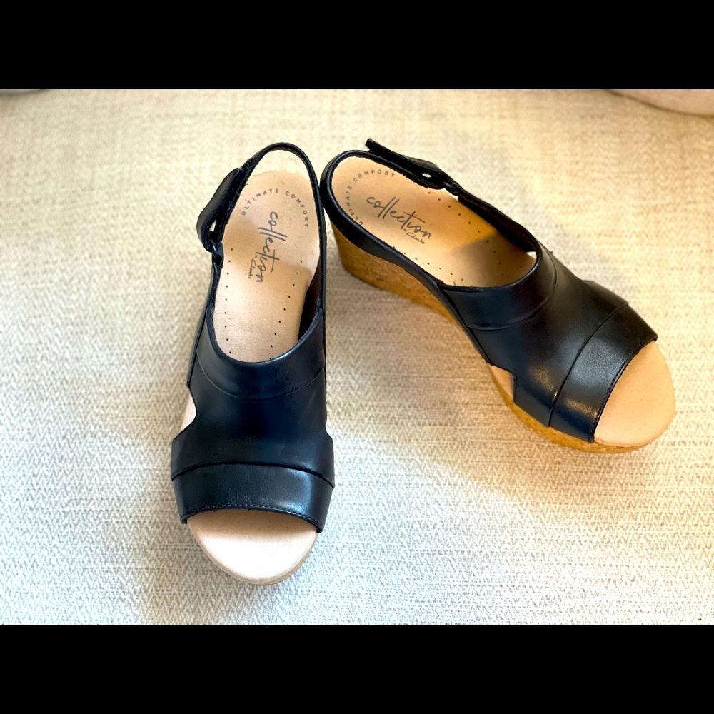 Clarks Black Wedges *NEVER WORN*